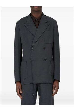 Giacca doppiopetto in lana blu scuro MAISON MARGIELA | S50BN0539M35535511M